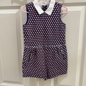 Janie and Jack Navy and White Floral One Piece